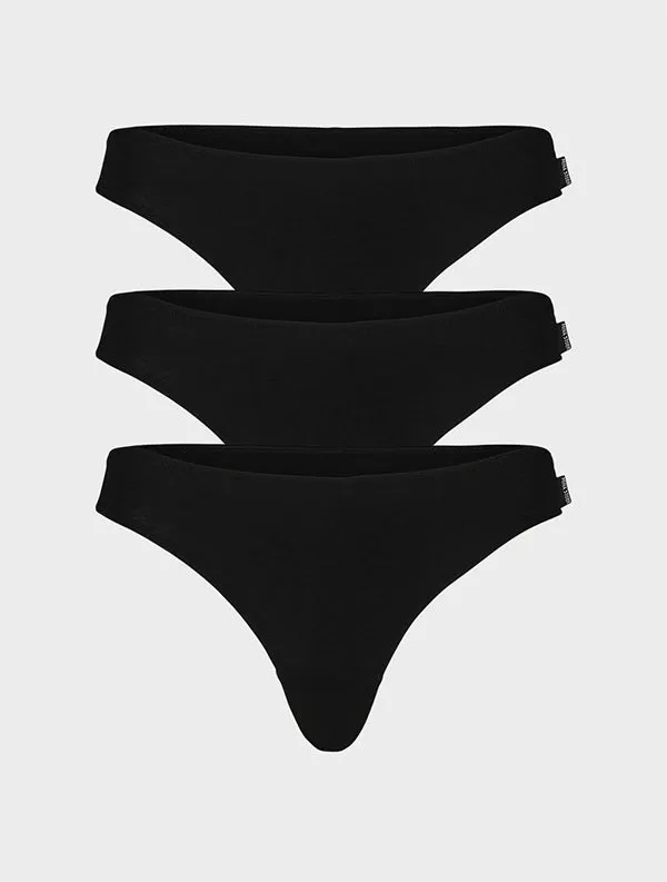 Tangas Coton Bio x3 - Noir-Ebène sold by Mina Storm