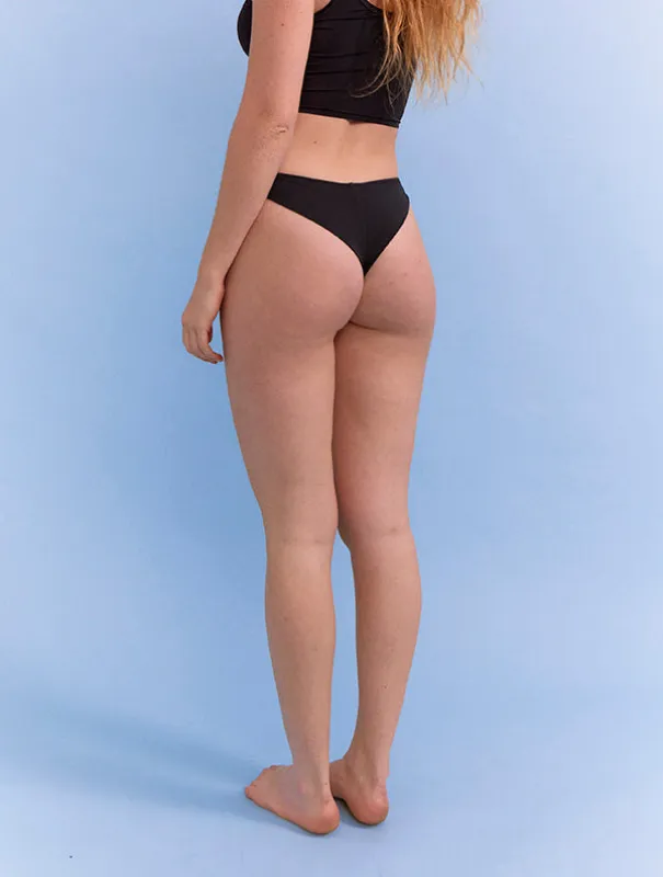 Tanga Liora - Polyamide recyclé - Black-Gloss made by Mina Storm