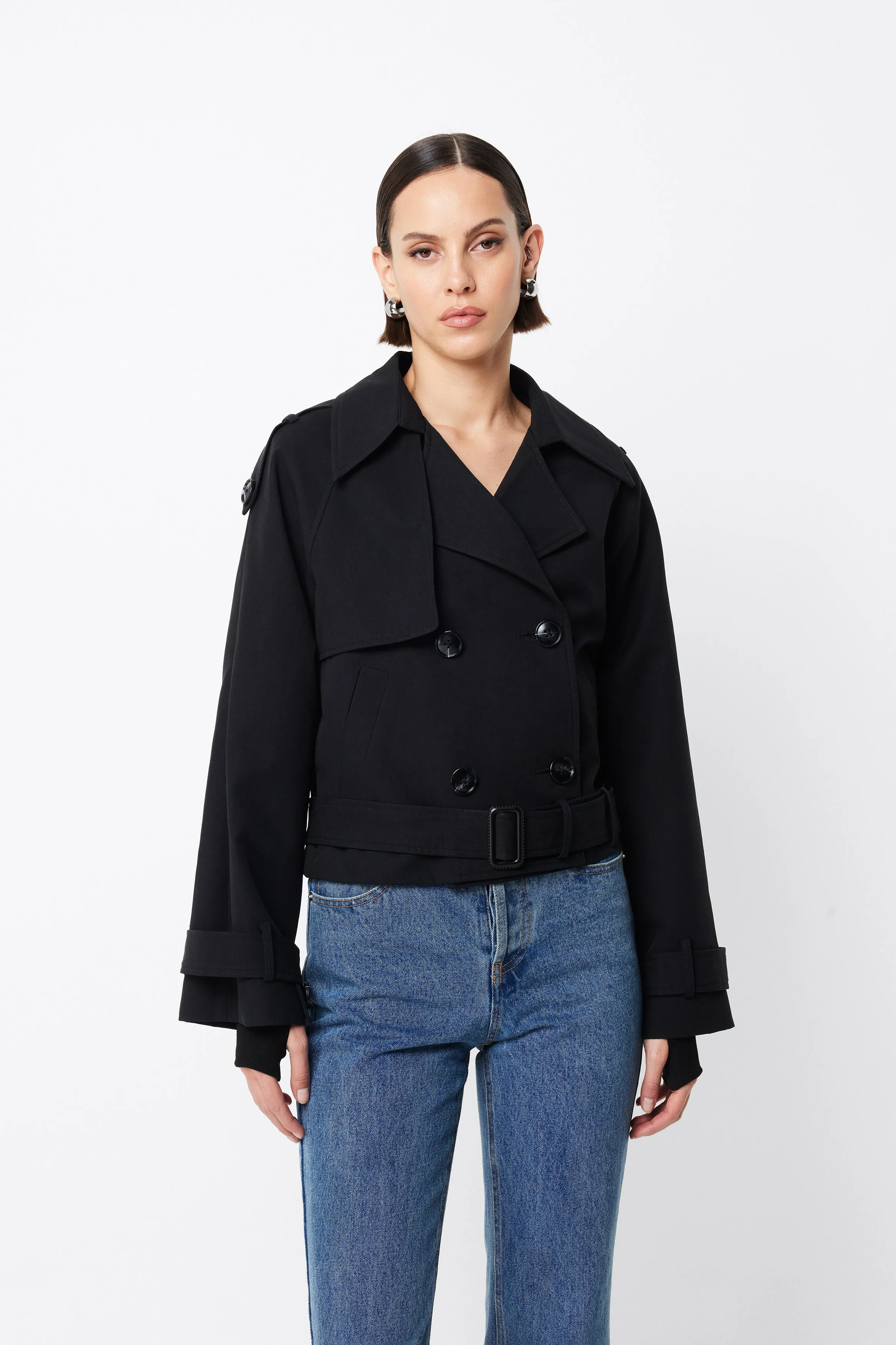 Franklin Cropped Trench sold by Mossman