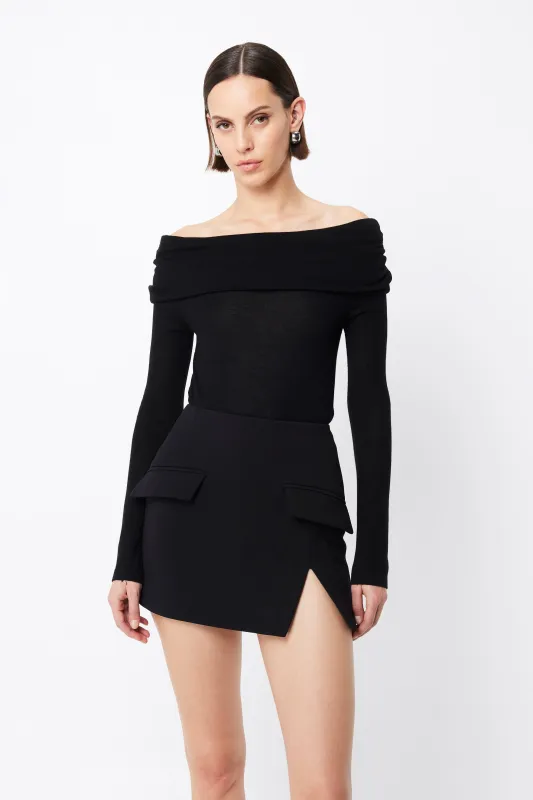 Maine Off Shoulder Merino Top sold by Mossman