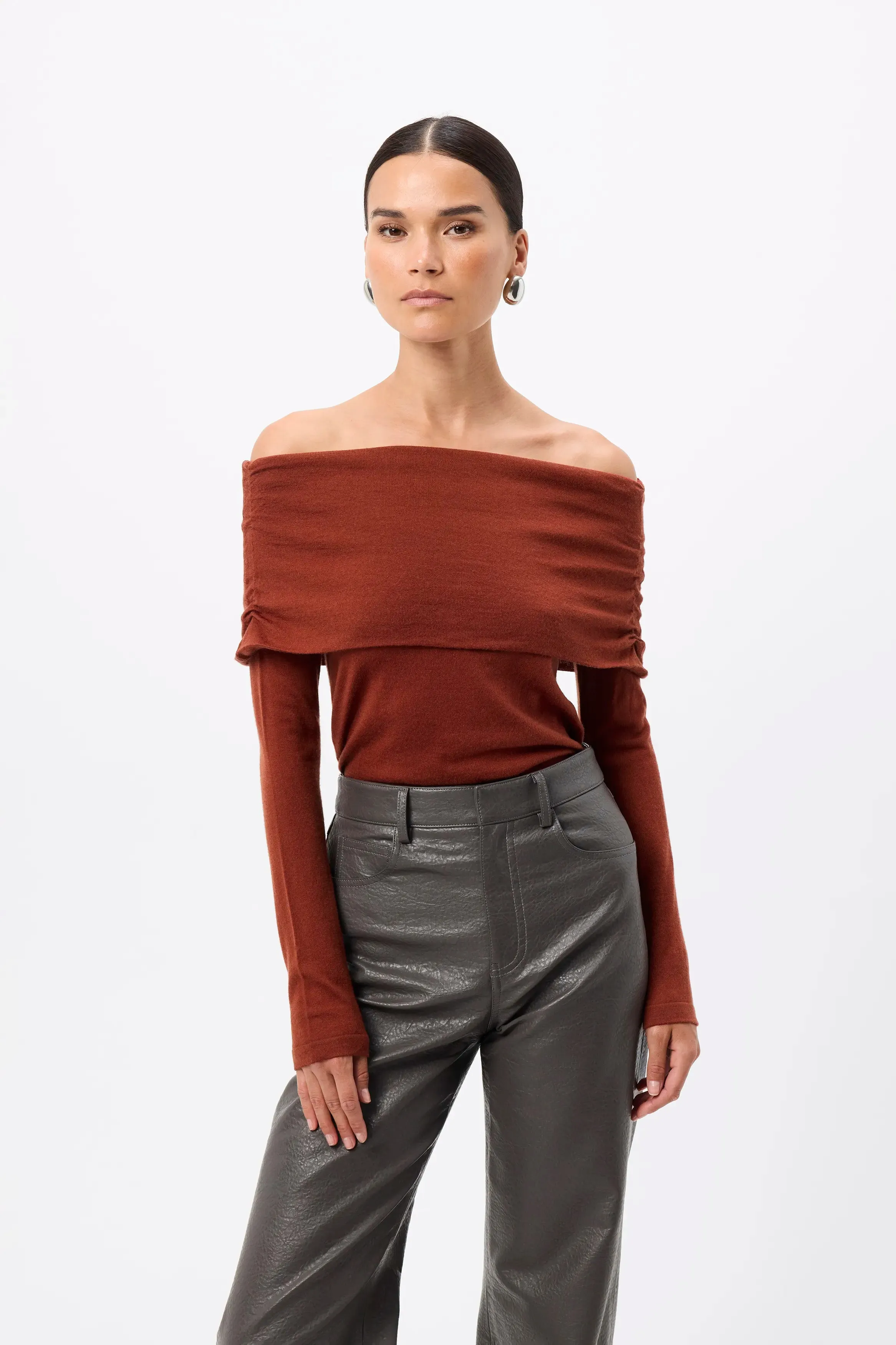 Maine Off Shoulder Merino Top sold by Mossman