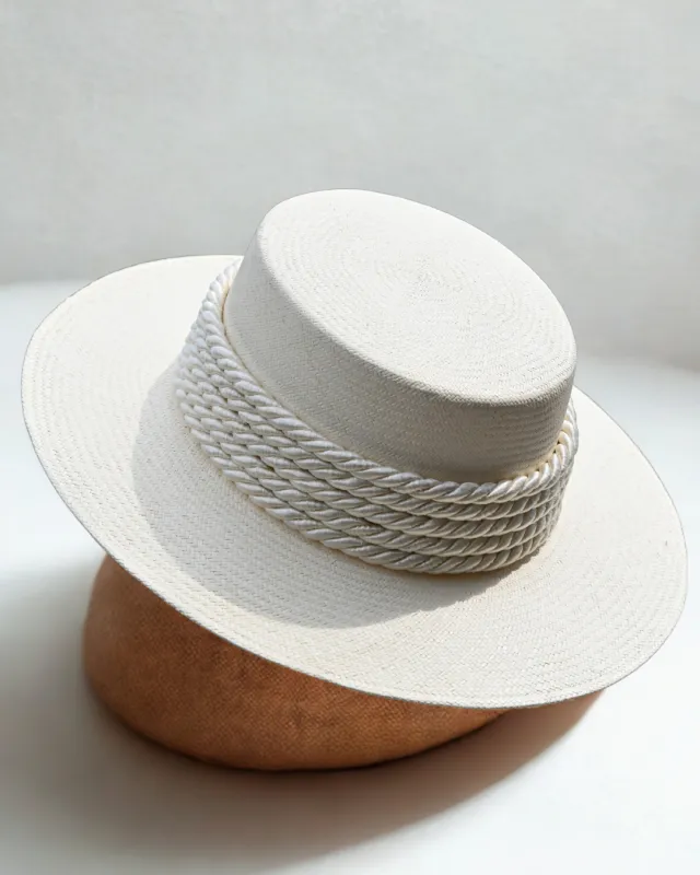 White Boater Hat sold by Sandy Bottom Swimwear