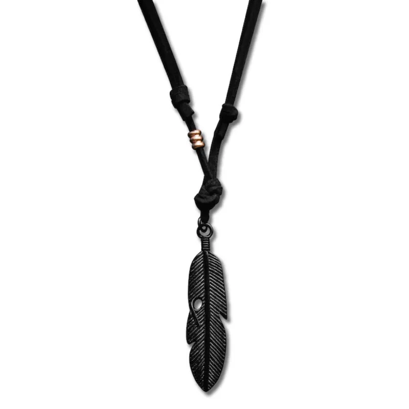 Adjustable Black Feather Necklace - RG&B sold by Rose Gold & Black