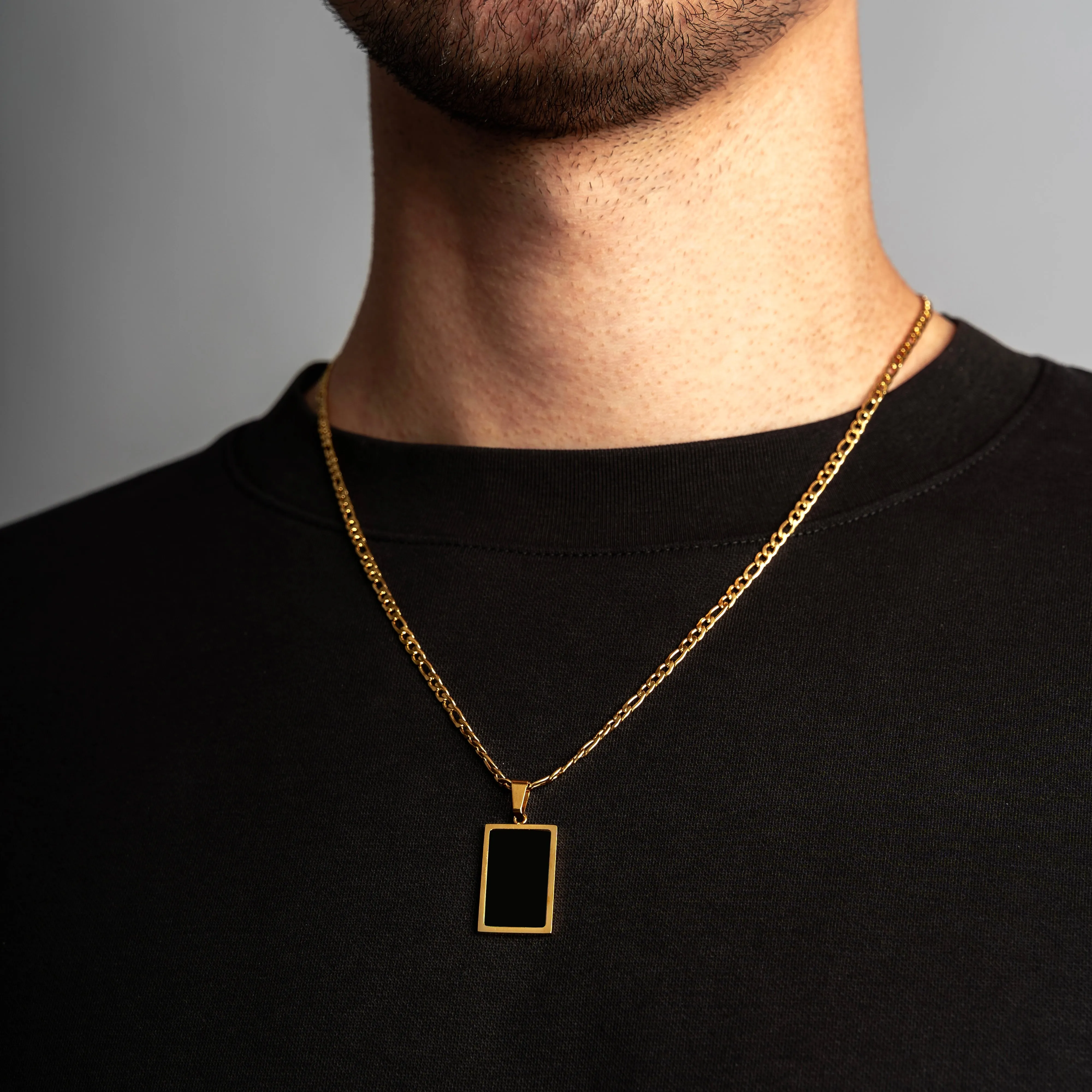 Rectangle Pendant (24kt Gold & Black) sold by Rose Gold & Black