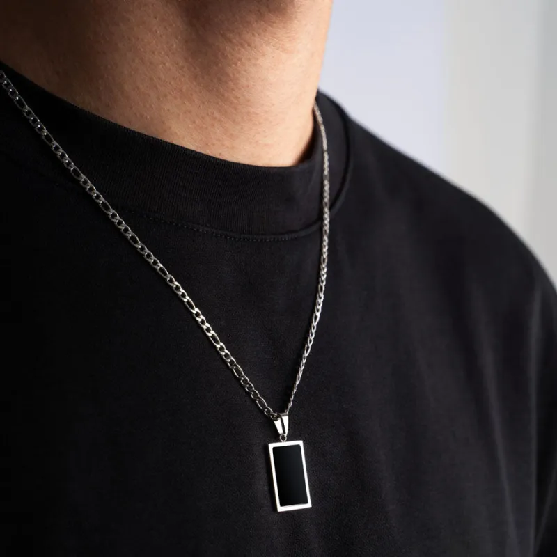 Rectangle Pendant - Silver & Black sold by Rose Gold & Black