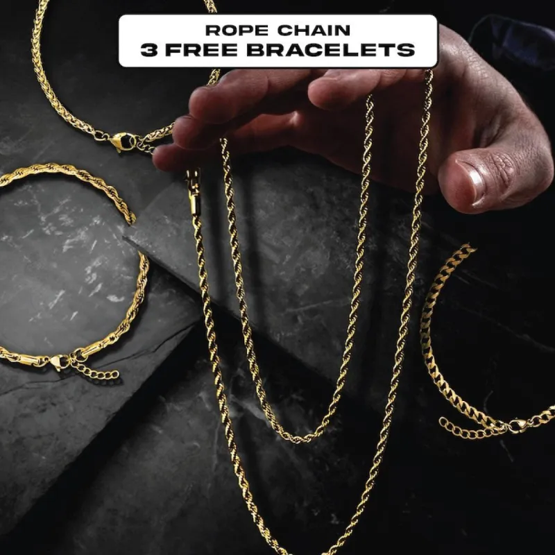 24kt Gold Rope Chain - BUNDLE & SAVE sold by Rose Gold & Black