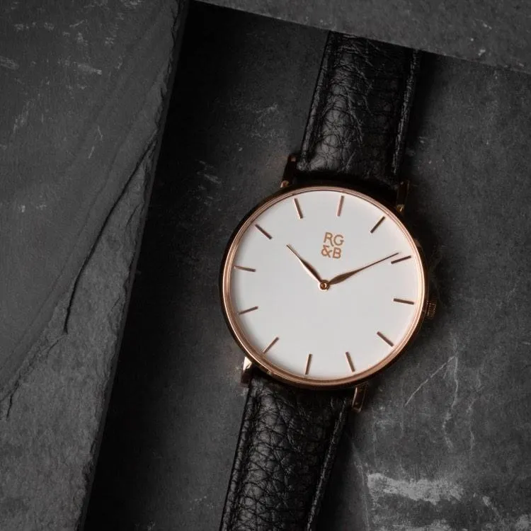 Classic Minimal Watch - RoseGold & Black sold by Rose Gold & Black