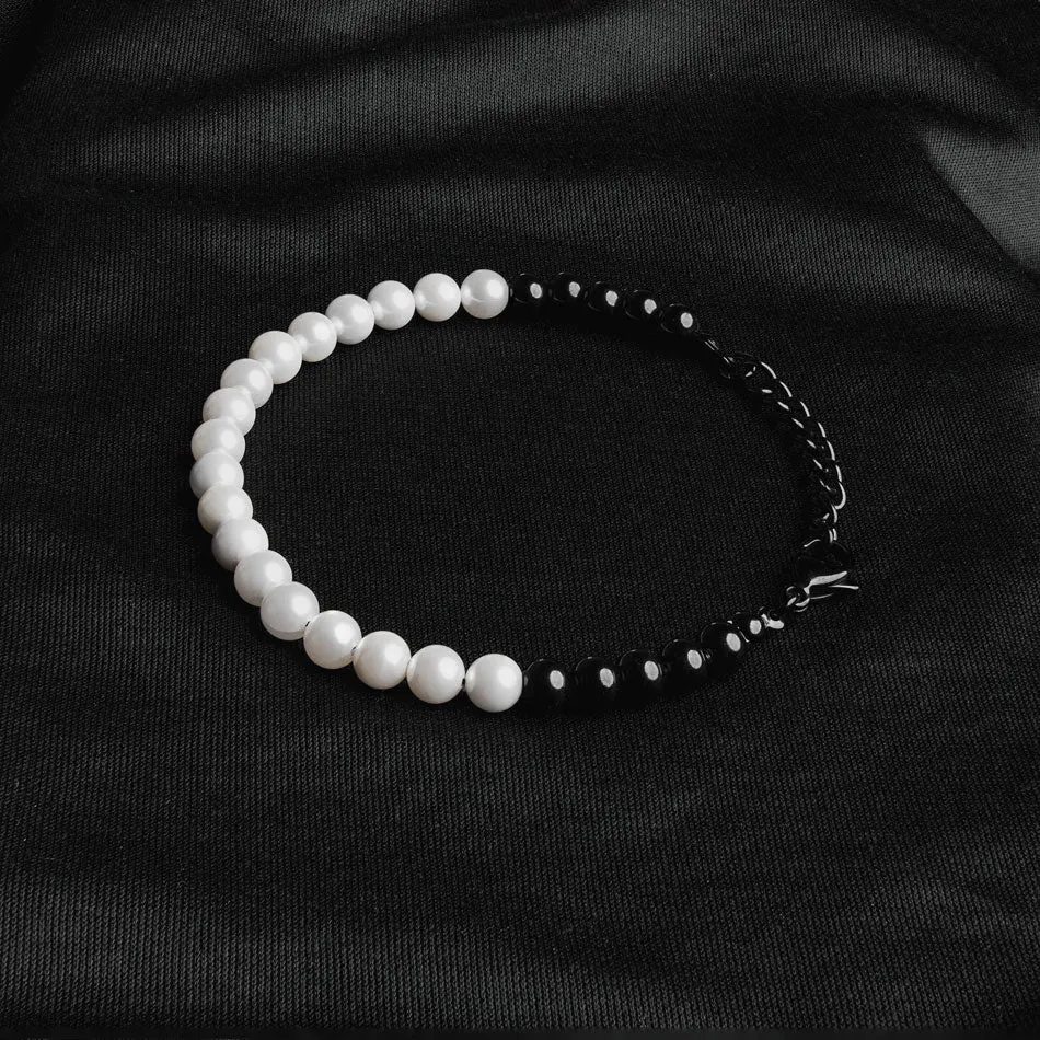 Pearl & Black Bead Bracelet sold by Rose Gold & Black