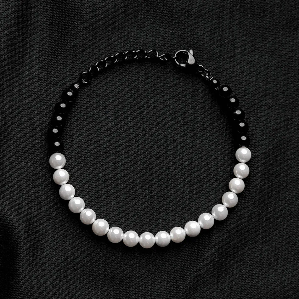Pearl & Black Bead Bracelet sold by Rose Gold & Black product image thumbnail 3