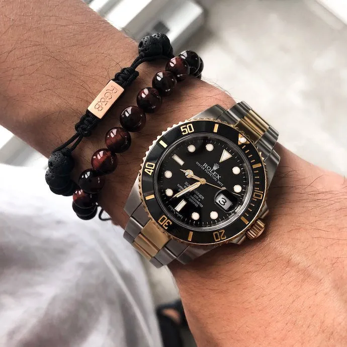 Red Tiger Eye Bead Bracelet sold by Rose Gold & Black product image thumbnail 3