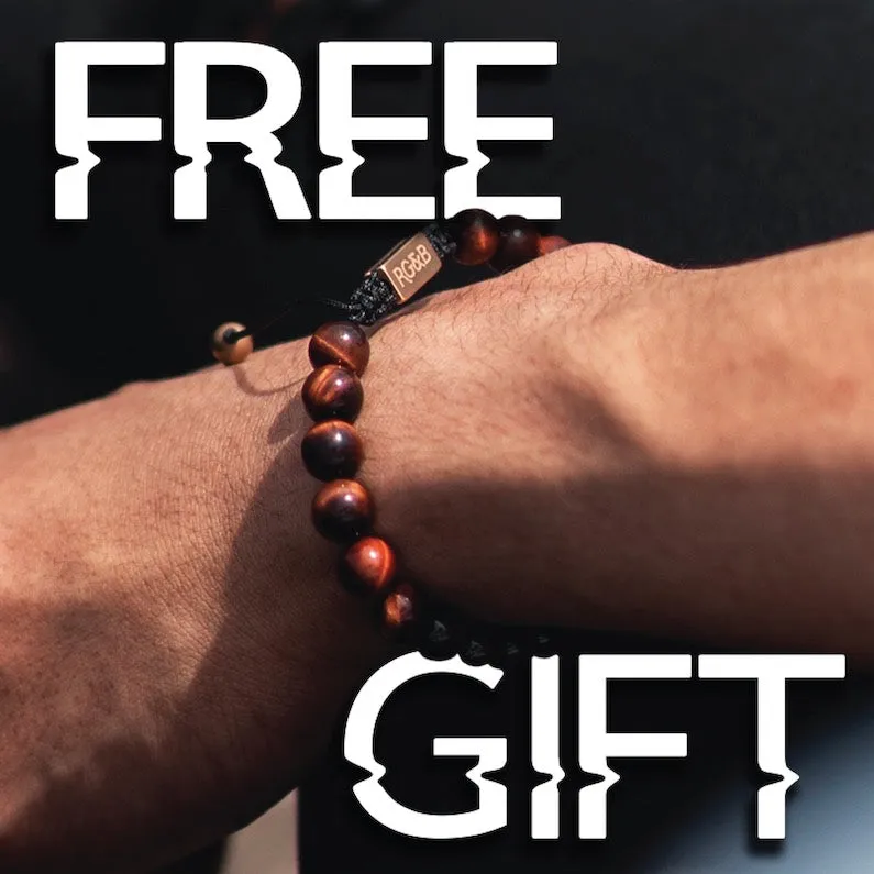 Red Tiger Eye Bead Bracelet sold by Rose Gold & Black