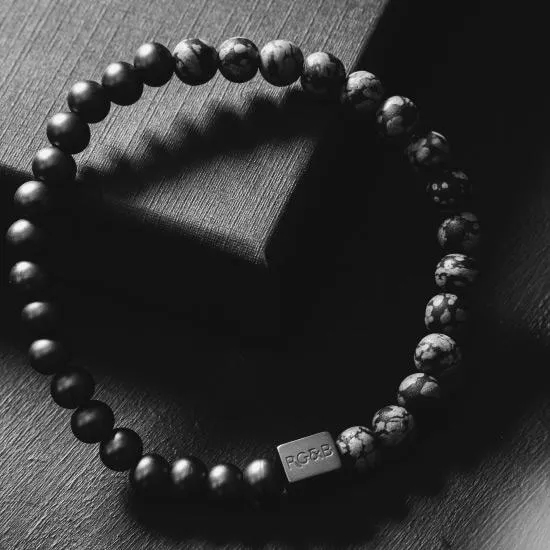 Black Collection - Snowflake Obsidian Stone Bracelet (6mm) sold by Rose Gold & Black product image thumbnail 2