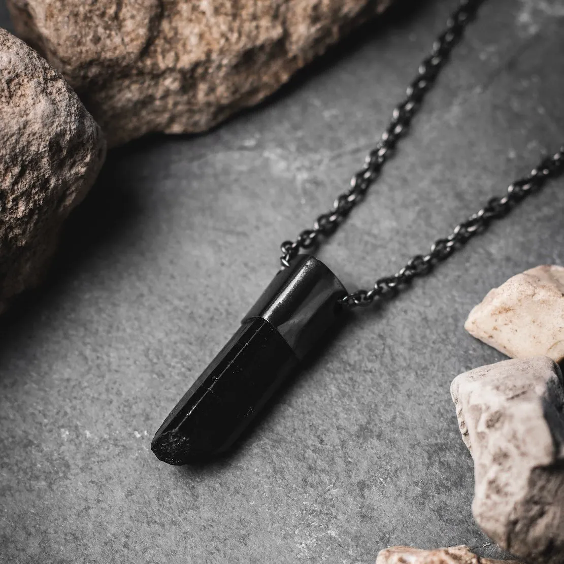 Talisman Necklace - Minimal Black Tourmaline Crystal sold by Rose Gold & Black product image thumbnail 2