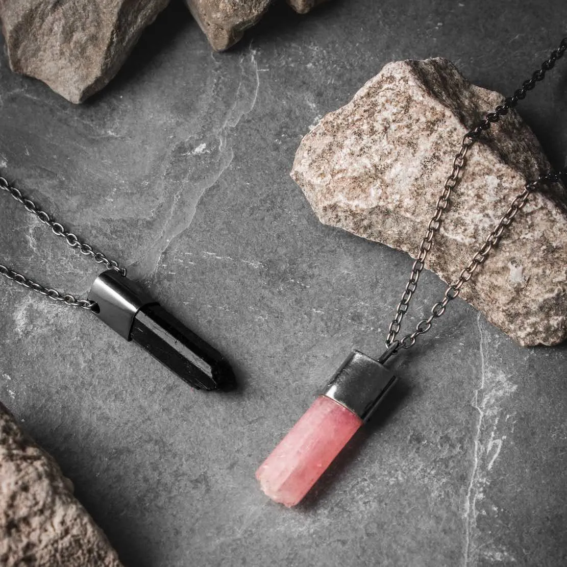 Talisman Necklace - Minimal Black Tourmaline Crystal sold by Rose Gold & Black product image thumbnail 4