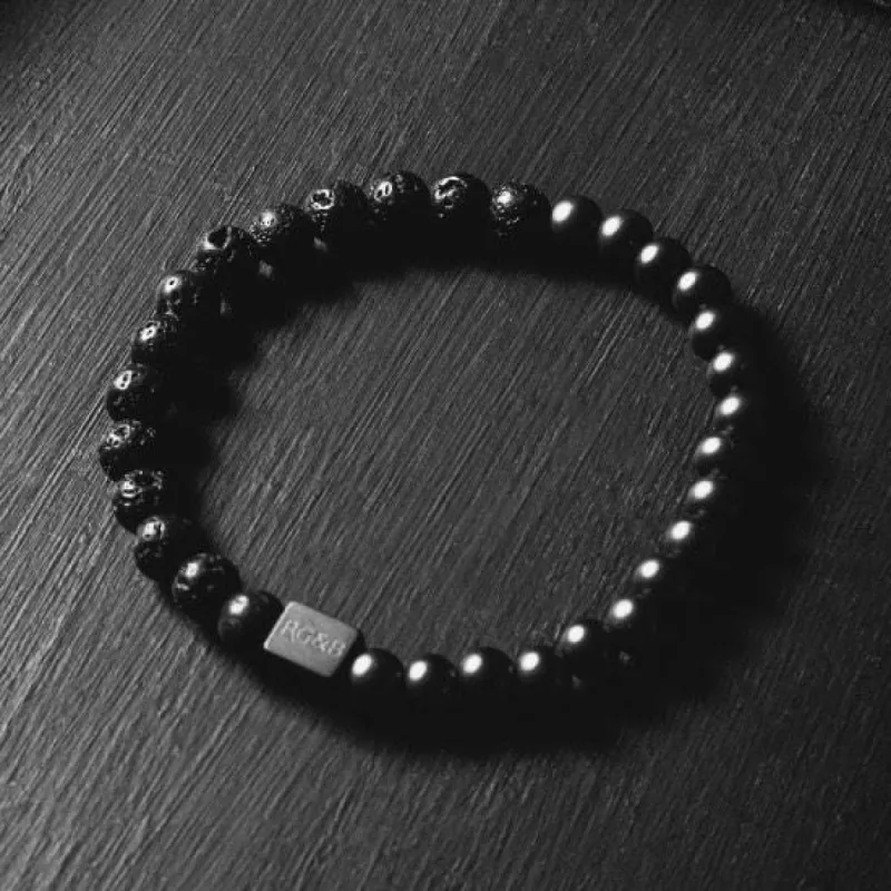 Black Collection - Lava Stone Bead Bracelet (6mm) sold by Rose Gold & Black
