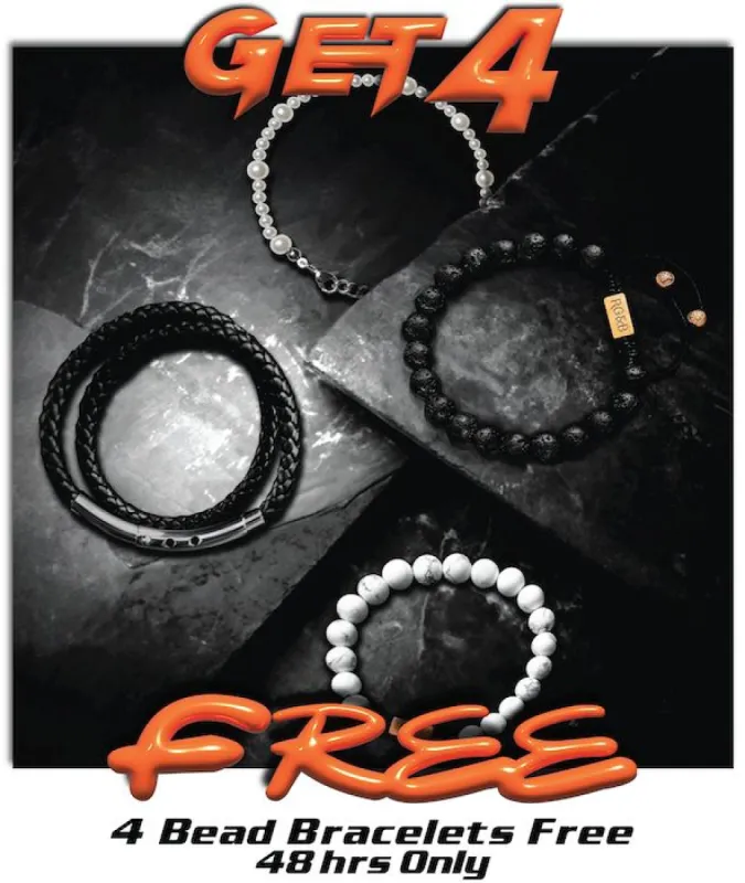 4 Bead Bracelets Free - 48hrs only (4 Bead Bracelets Free with every Necklace order) sold by Rose Gold & Black