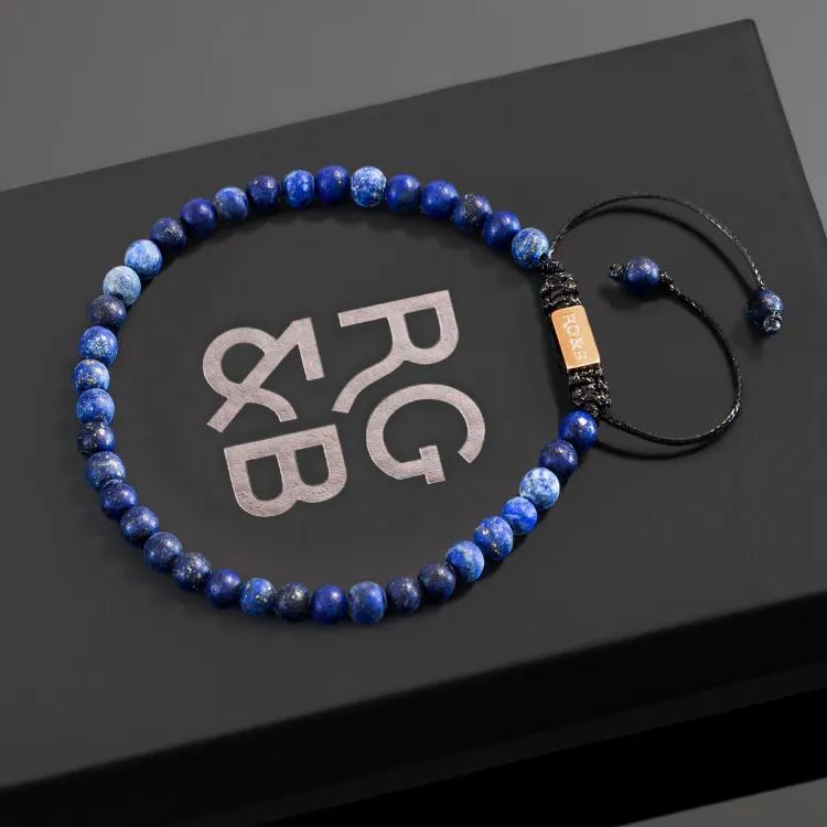 Minimal Lapis Lazuli Bead Bracelet sold by Rose Gold & Black