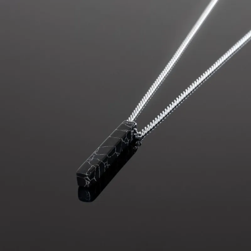 Minimal Bar Necklace - Black Stone sold by Rose Gold & Black