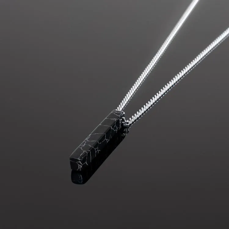 Minimal Bar Necklace - Black Stone sold by Rose Gold & Black