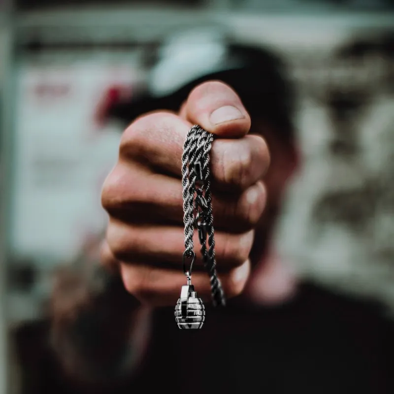 Silver Grenade Necklace sold by Rose Gold & Black