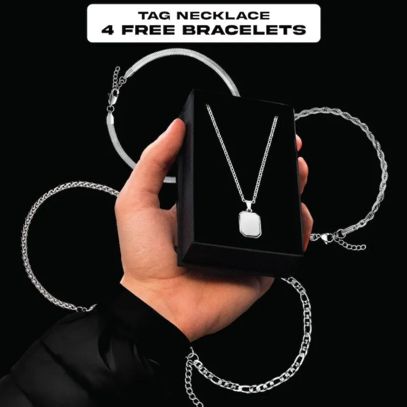 Minimal Tag Necklace and Bracelets (BUNDLE & SAVE) sold by Rose Gold & Black