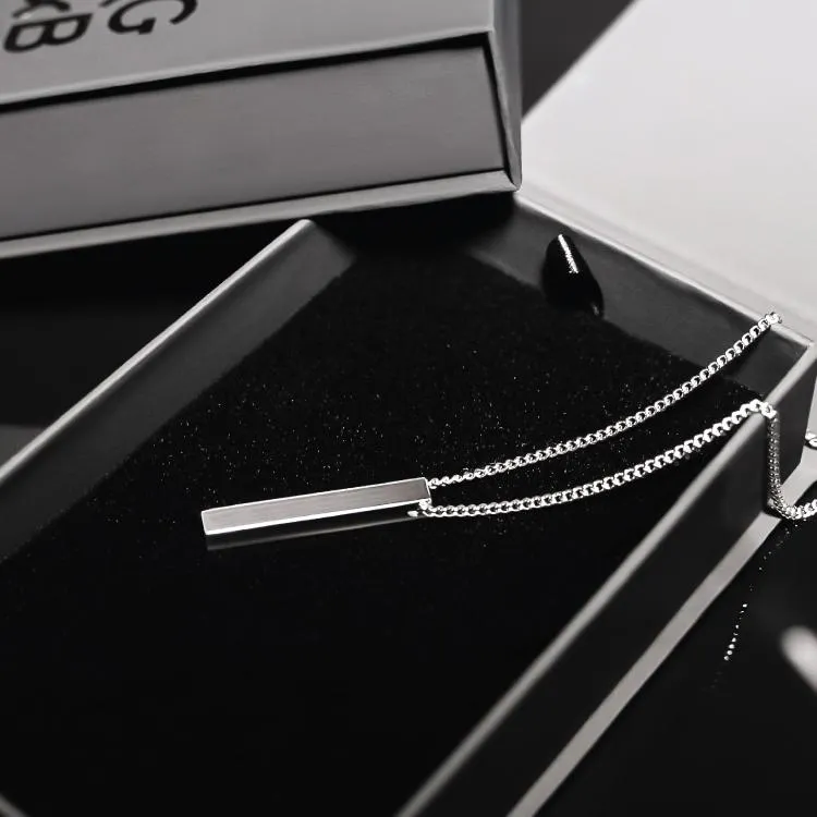 Minimal Bar Necklace - Solid 925 Sterling Silver sold by Rose Gold & Black product image thumbnail 2