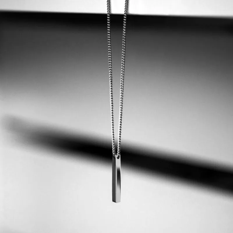 Minimal Bar Necklace - Solid 925 Sterling Silver sold by Rose Gold & Black