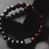 Black Collection - Red Tiger Eye Bead Bracelet sold by Rose Gold & Black