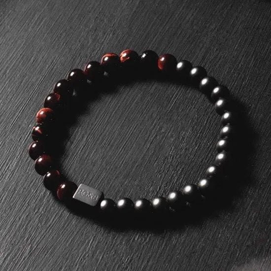 Black Collection - Red Tiger Eye Bracelet (6mm) sold by Rose Gold & Black
