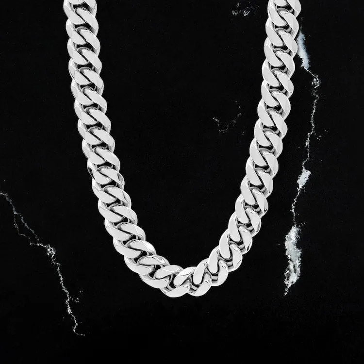 10 mm Cuban Chain Necklace - Silver sold by Rose Gold & Black