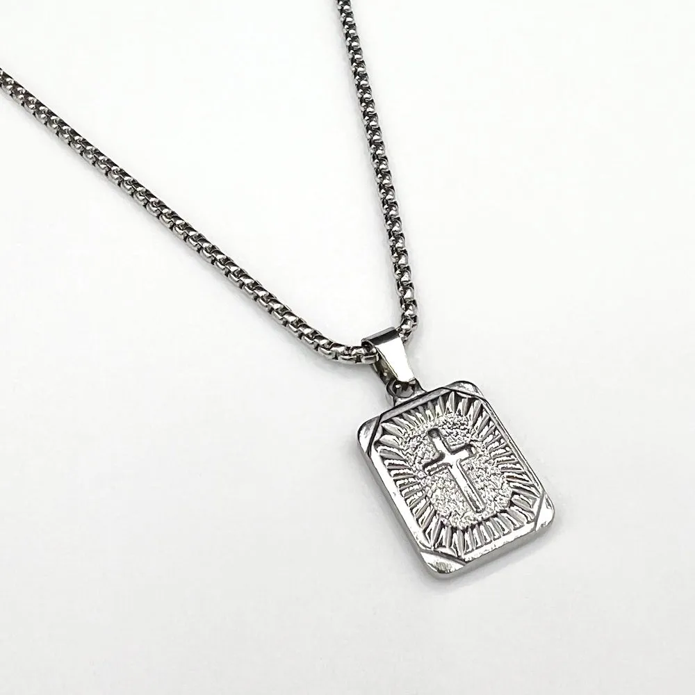 Rectangle Cross Pendant Necklace - Silver sold by Rose Gold & Black product image thumbnail 2