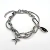 Star & Onyx Chain Bracelet - Silver sold by Rose Gold & Black