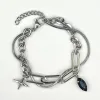 Star & Onyx Chain Bracelet - Silver sold by Rose Gold & Black
