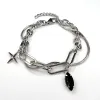 Star & Onyx Chain Bracelet - Silver sold by Rose Gold & Black