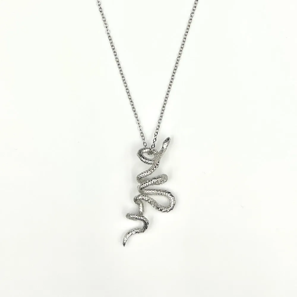 Snake Pendant Necklace - Silver sold by Rose Gold & Black