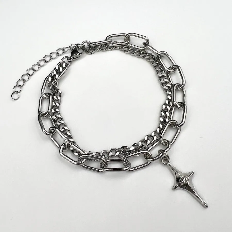 Chain & Crystal Pendant Bracelet - Silver sold by Rose Gold & Black product image thumbnail 2