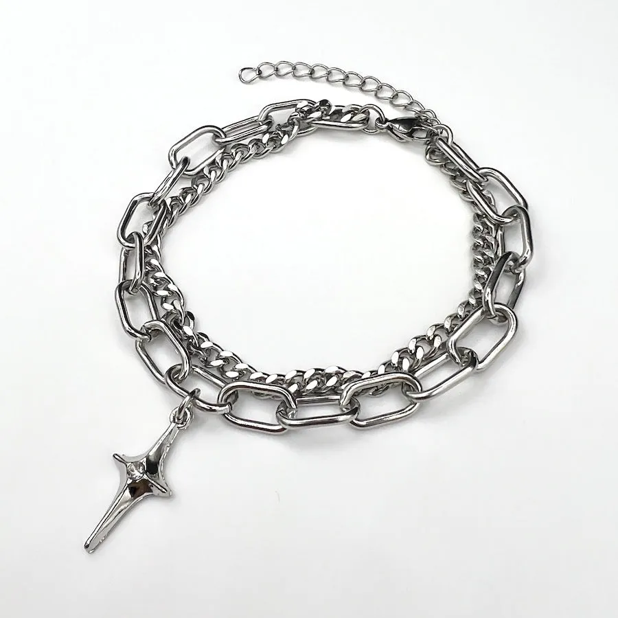 Chain & Crystal Pendant Bracelet - Silver sold by Rose Gold & Black product image thumbnail 3