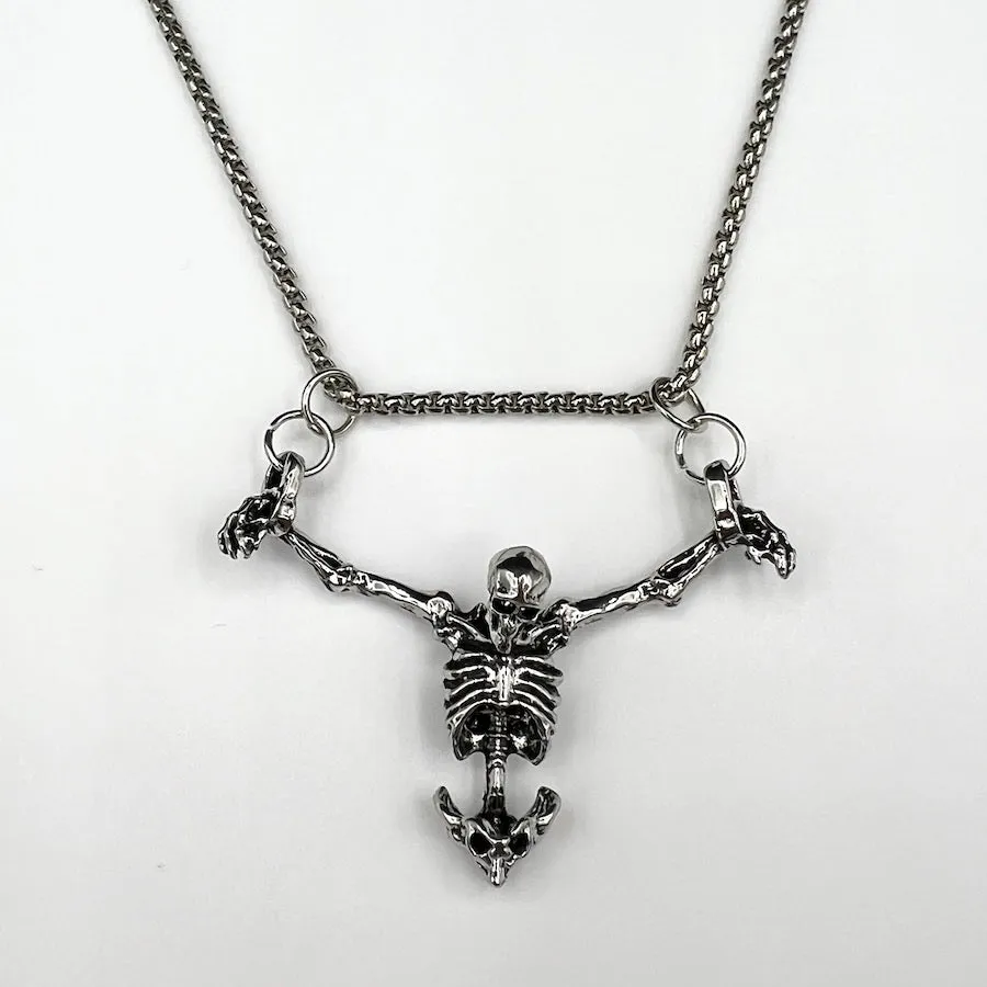 Skeleton Pendant Necklace - Silver sold by Rose Gold & Black