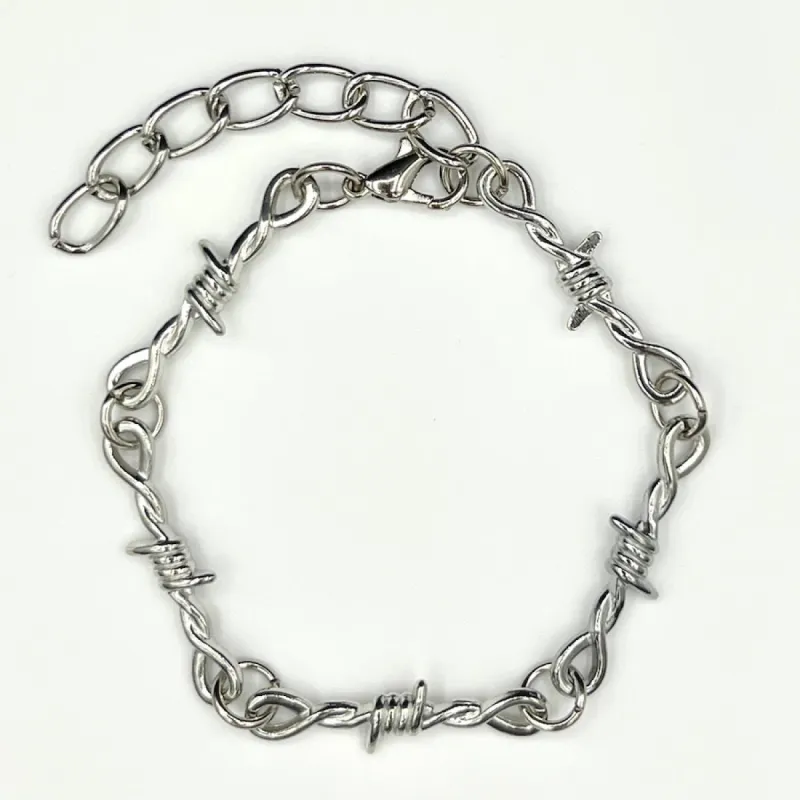 Barbed Wire Chain Bracelet - Silver sold by Rose Gold & Black