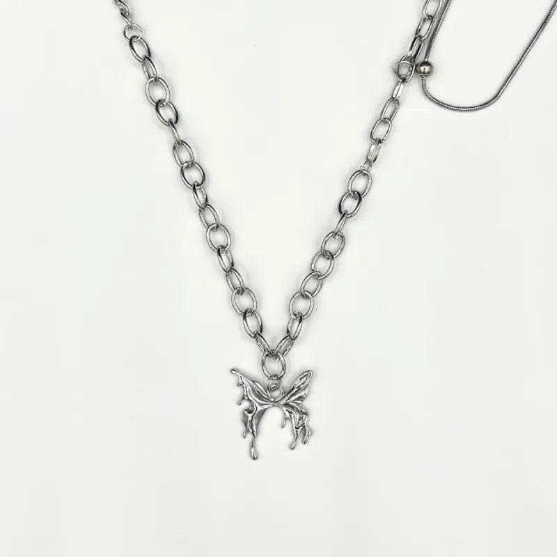 Butterfly Pendant Necklace - Silver sold by Rose Gold & Black