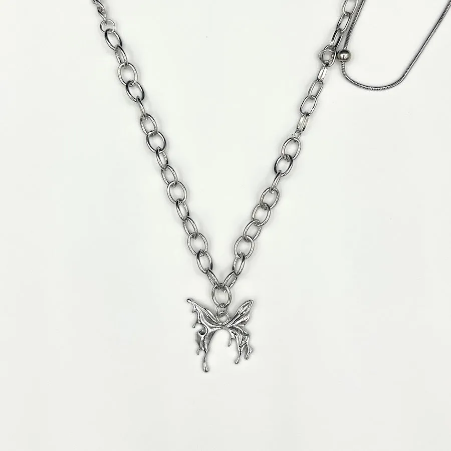 Butterfly Pendant Necklace - Silver sold by Rose Gold & Black