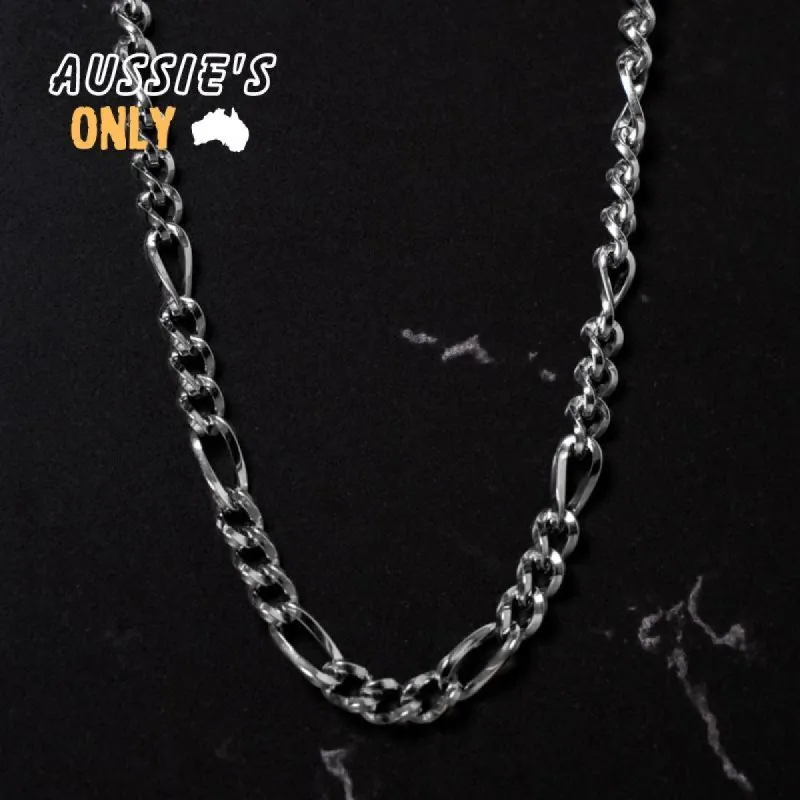 5MM Figaro Chain Necklace - Silver sold by Rose Gold & Black