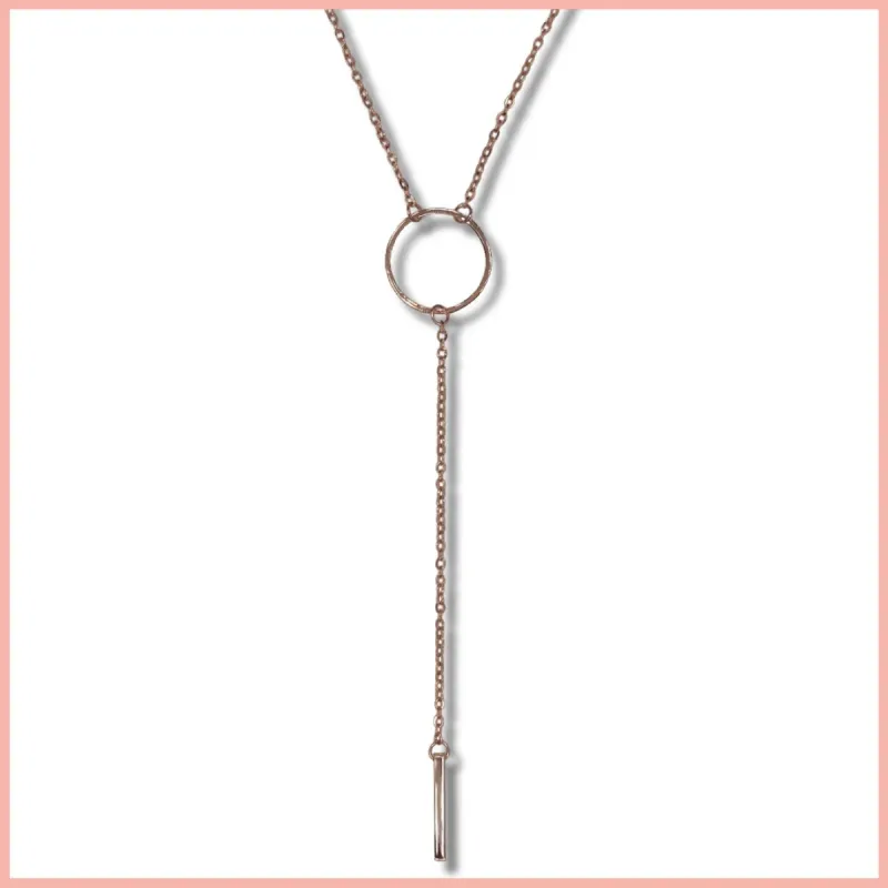 Bar & Circle Necklace - Rose Gold sold by Rose Gold & Black