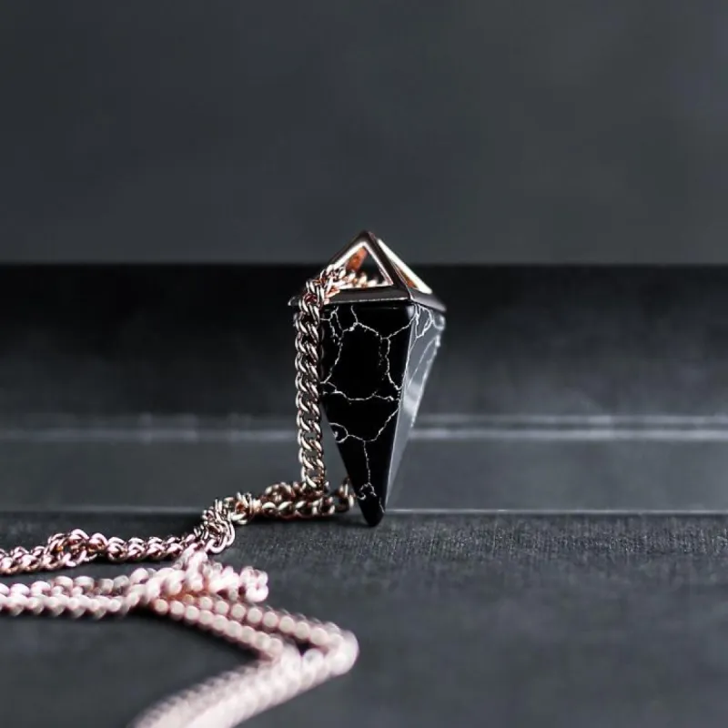 Rose Gold Gemstone Necklace - Black Stone sold by Rose Gold & Black