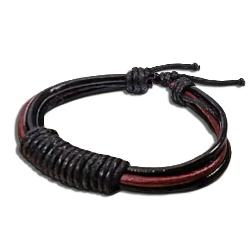 Wrapped Leather Bracelet - Adjustable sold by Rose Gold & Black