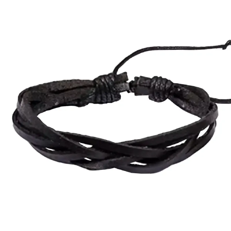 Layered Leather Bracelet - Adjustable sold by Rose Gold & Black