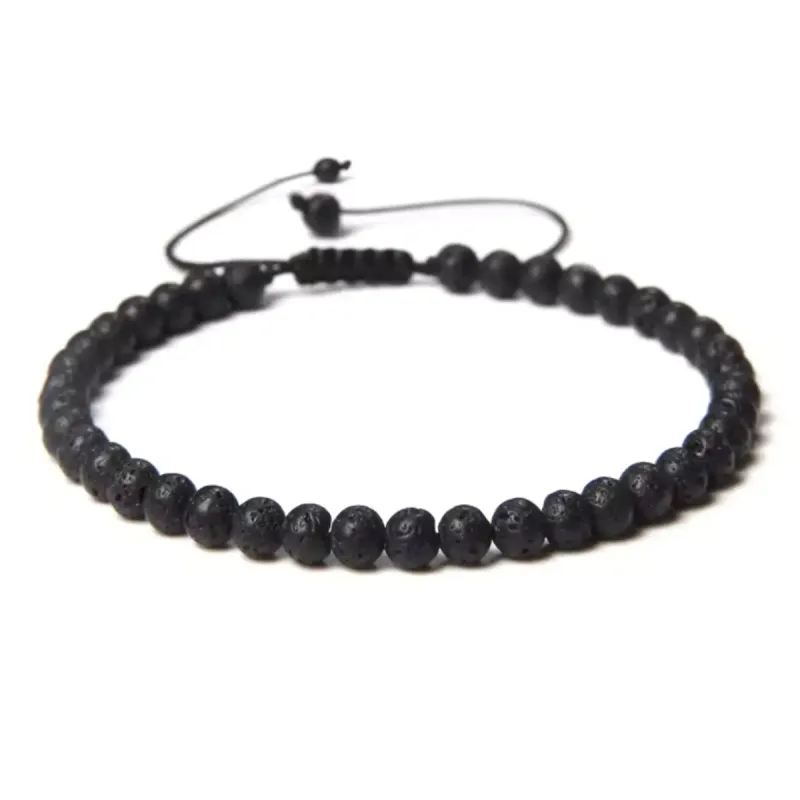 4mm Lava Bead Bracelet sold by Rose Gold & Black