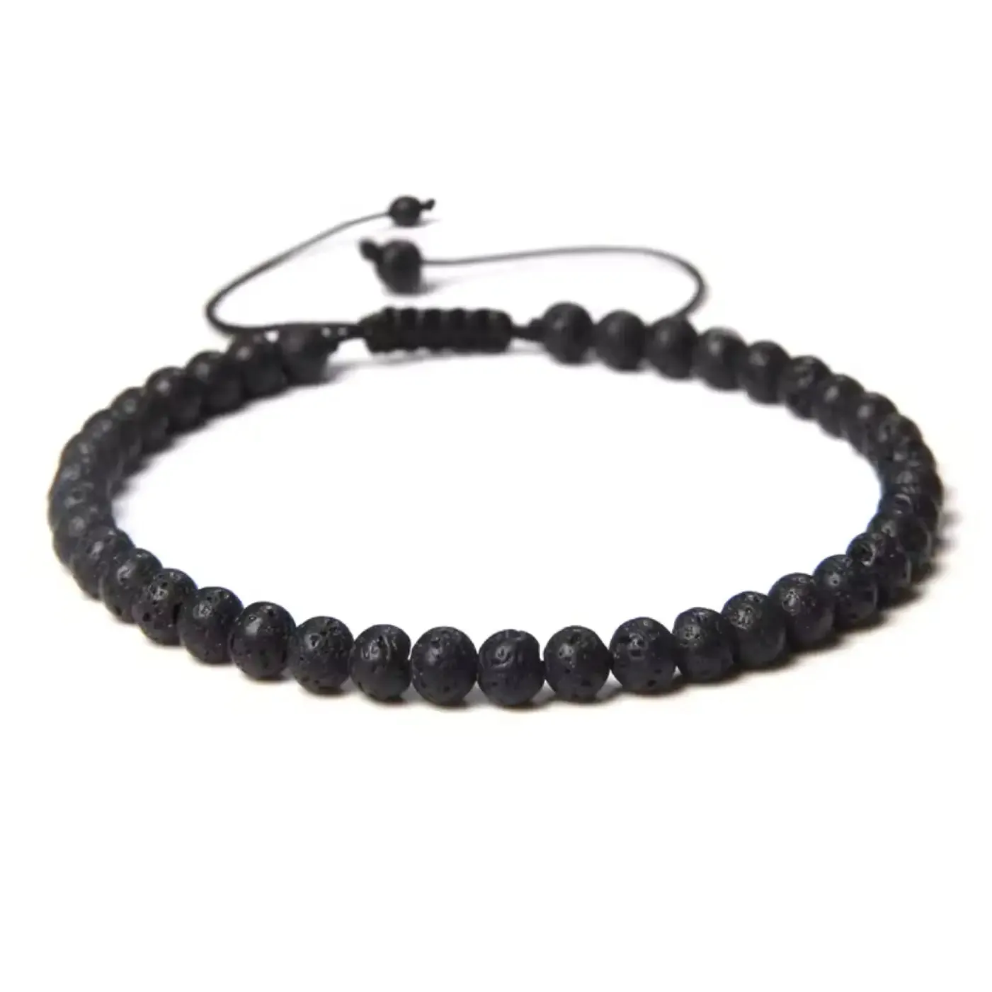 4mm Lava Bead Bracelet sold by Rose Gold & Black