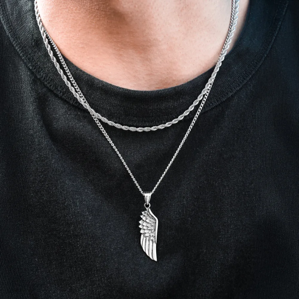 Wing & Chain Necklace Set - Silver sold by Rose Gold & Black