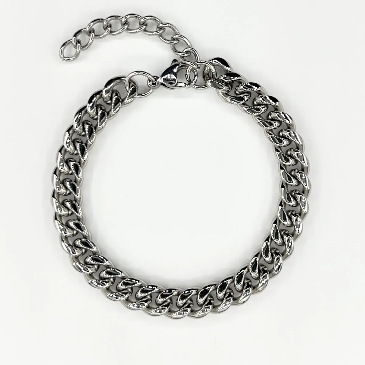 8MM Cuban Chain Bracelet - Silver sold by Rose Gold & Black
